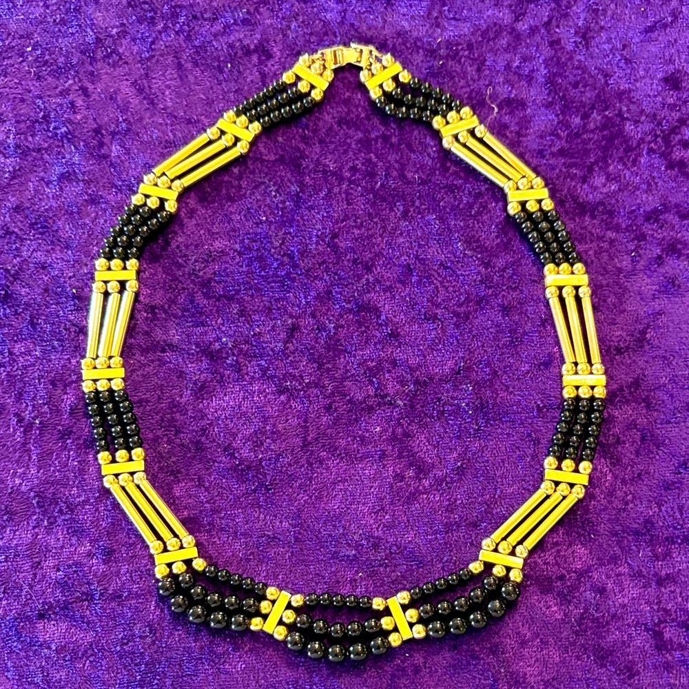 Beaded Necklace Gold & Black